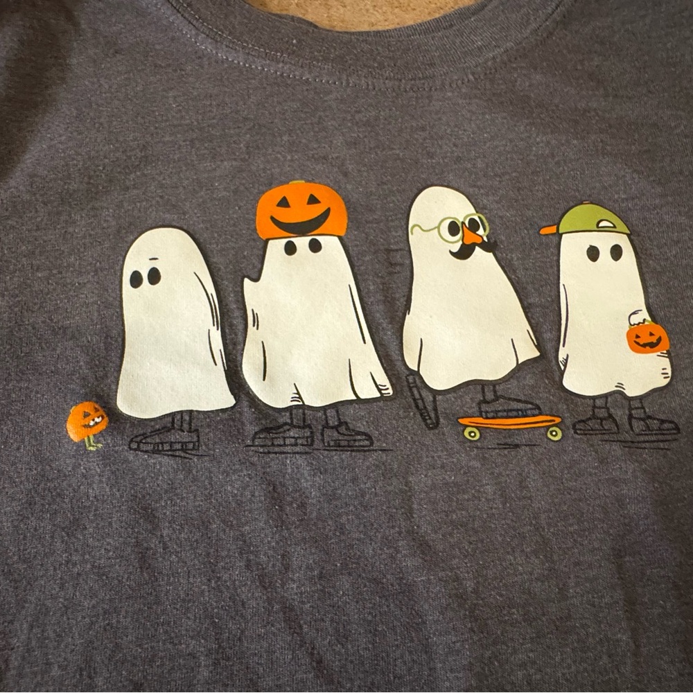 Wonder Nation -Fun Charcoal Halloween Ghosts Kids Short Sleeve Tee, Size 5T - Picture 3 of 4